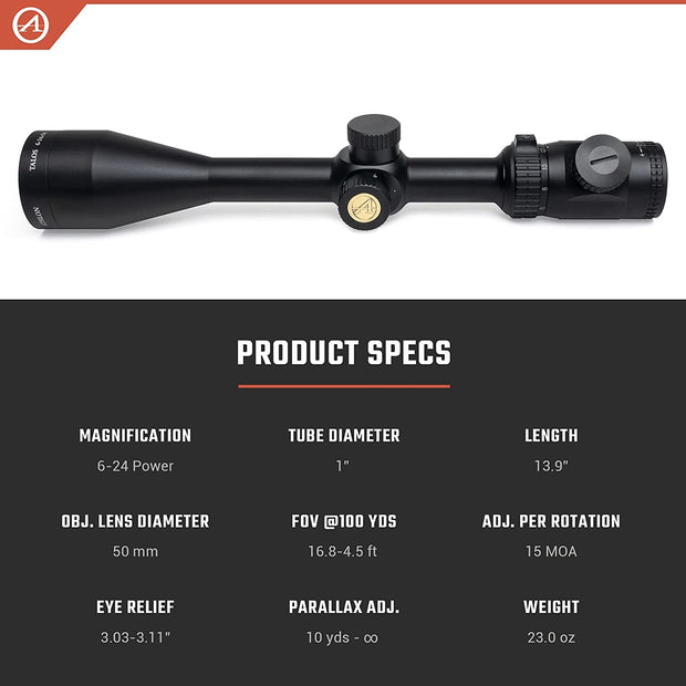 Athlon Optics Talos 6-24x50 Second Focal Plane Riflescope BDC 600 IR 215012