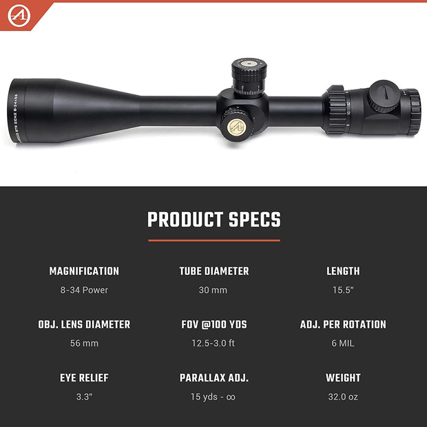 Athlon Optics Argos BTR GEN2 8-34X56 First Focal Plane Riflescope APMR FFP IR MIL 214068
