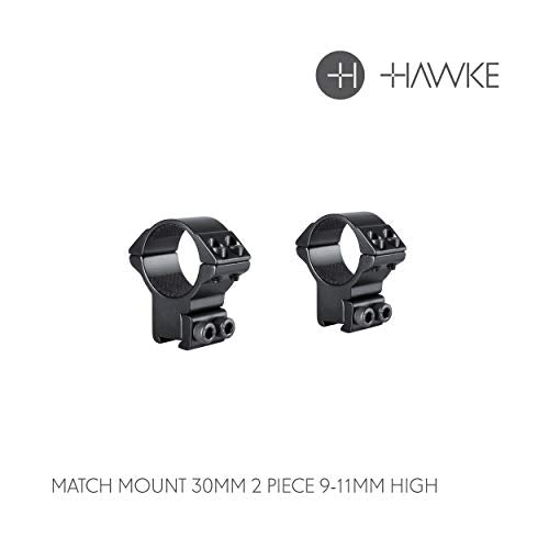 Hawke Match Mount 2pc 30mm 9-11mm High Riflescope Rings