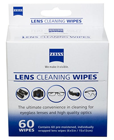 Zeiss Pre-Moistened Lens Cleaning Wipes, 6 x 5-Inches, 60 count